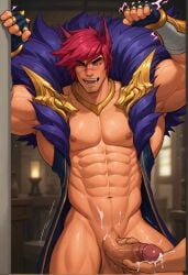 ai_generated bara big_muscles big_penis cum league_of_legends male male_only masturbation muscular muscular_male sett yaoi