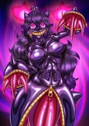ahoge banette banette_(cosplay) big big_breasts bodysuit breasts claws defeated female female_focus female_only fetish fetish_wear forced_smile gimp_mask gimp_suit glowing_eyes hair_between_eyes hair_ornament hex_maniac latex_bodysuit latex_clothing latex_skinsuit latex_suit light_skin long_hair masked masked_female mega_banette mega_evolution mind_break mind_broken mind_control mr.bones22 open_eyes open_mouth pokemon pokemon_(species) pokemon_xy pokesuit possessed possession possessive_female rubber rubber_clothing rubber_suit shiny_breasts shiny_clothes shiny_skin skirt spiral spiral_eyes tears thick_thighs unusual_pupils vacant_stare violet_hair wide_hips zipper zipper_mouth