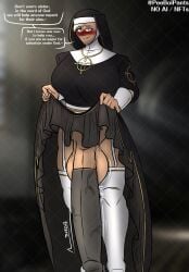 1futa balls big_balls cock_sock digital_art digital_media_(artwork) futa_only futanari hanging_penis huge_cock intersex lifting_dress nun nun_outfit oc original original_character sister_theresa_(wmdiscovery93) thespicyname throbbing_penis wmdiscovery93