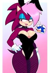 ai_generated ass breasts bunny_costume bunnysuit female green_eyes incest incest_(lore) magenta_fur male male/female penis pink_hair purple_dress seductive seductive_look sex sibling_(lore) sibling_romance siblings simple_background sonia_the_hedgehog sonic_(series) sonic_the_hedgehog sonic_the_hedgehog_(series) sonic_underground straight
