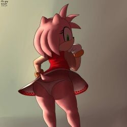 amy_rose ass bracelet dress female furry gloves mrguy820 panties sega sonic_(series)