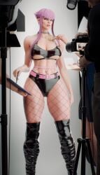 1girls 3d athletic athletic_female breasts brush camera cameras female fishnets fugtrup light-skinned_female manon_legrand photoshoot pink_hair street_fighter street_fighter_6