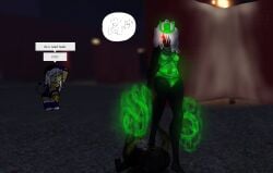 1boy 1x1x1x1_(forsaken) 2girls background_character blood_stain bp breasts chat_bubble chibi crown curvy cuts dark_hair female femdom foot_focus foot_on_face foot_on_head forsaken_(roblox) glasses glowing_body glowing_eyes green_body green_skin hacker hat langostariendo long_hair male messy_hair oc on_back pelvis red_eyes request ribs roblox roblox_game robloxian see-through smirking standing_over sword visible_skeleton white_hair white_hair_female zombie