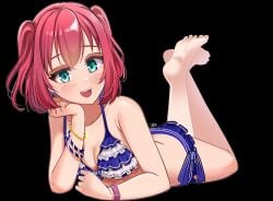 bare_arms bare_back bare_calves bare_chest bare_hands bare_hips bare_knees bare_legs bare_shoulders bare_skin bare_soles bare_thighs bare_toes barefoot bikini bikini_bottom bikini_only bikini_top blue_eyes blue_eyes_female blush blush_face blushing_at_viewer blushing_female blushing_lines exposed_arms exposed_back exposed_chest exposed_hips exposed_legs exposed_shoulders exposed_skin exposed_thighs exposed_toes high_school_student kurosawa_ruby love_live! love_live!_nijigasaki_high_school_idol_club open_mouth open_mouth_smile parted_lips petite petite_body petite_breasts petite_female petite_girl petite_tits red_hair red_hair_female school_girl side-tie_bikini small_breasts string_bikini swimsuit swimwear teen_girl teenage_girl teenager tongue upper_teeth whin young_female young_woman