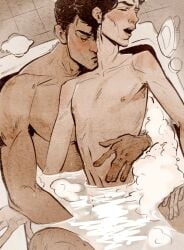 2boys 2d 2d_(artwork) arcane arcane_jayce arcane_viktor arched_back arms bath bathhouse bathing bathing_together bathroom bathtub before_sex bigger_male black_hair brown_hair censored chest color colored couple couple_(romantic) couple_love cuddling daddy daddy_and_twink dark-skinned_male dark_hair dark_skin digital_media_(artwork) disabled_male full_color gay gay_male gay_sex hand_in_hair hand_on_ass hand_on_hip hands holding holding_ass holding_up hugging jayce jayce_talis jayvik kissing latino latino_male league_of_legends light-skinned_male light_skin love loving_it loving_sex male male/male male_focus male_only moaning moaning_in_pleasure muscular muscular_male naked naked_male nipples no_penetration nude nude_male open_mouth pale-skinned_male pale_skin pre_sex romantic romantic_couple romantic_sex sex size_difference skinny_male smaller_male steam strong strong_man tan_body tan_skin teasing thighs twink viktor_(league_of_legends) water yaoi