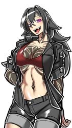black_hair clothed dirty female oc only_female