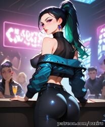 absurd_res ai_generated ass ass_focus female hi_res highres k/da_series kai'sa league_of_legends long_hair ozziru patreon ponytail prostitution self_upload strip_club uncensored