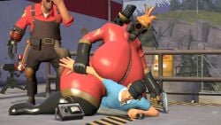 ass big_ass big_breasts big_butt big_thighs breasts engineer_(team_fortress_2) female fempyro femscout fully_clothed huge_ass huge_breasts large_ass large_breasts large_butt large_thighs latex_suit team_fortress_2 thick_thighs thighs tomas9ira