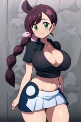 1girls ai_generated big_breasts breasts chloe_(pokemon) cleavage collarbone female pokemon ryuzam solo