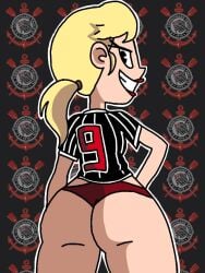 ass big_ass black_eyes blonde_hair brasil brazil brazilian corinthians f0dag4mes284 female football hand_on_hip naughty_face short_shorts smirk soccer tracing uniform