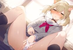 1girls ai_generated azusawa_kohane blonde_hair blonde_hair blush blush breasts breasts breasts cat_ears catgirl clothed clothing cum female female_focus female_only fingering fingering_pussy fingering_self fingering_under_clothes high_resolution highres light_brown_eyes masturbating masturbation medium_breasts naked panties partially_clothed partially_clothed_female partially_nude partially_undressed pov project_sekai pussy pussy_juice pussy_juice_drip school schoolgirl socks solo solo_female solo_focus thighs underwear uniform vaginal_insertion vaginal_penetration vaginal_penetration wet wet_pussy