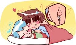 2boys bed clothed clothing cum cum_inside cute drawz_artz gay original_character tired under_blanket wholesome