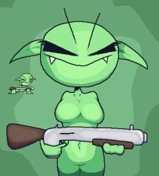 eyelashes goblin goblin_female hohma pigeondan pizdec rule_63 shotgun smile w_goblins_l_humans