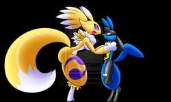 anthro color crossover death_battle digimon female female_only fur furry gb_of_bs interspecies lucario multiple_females nude pokemon pokemon_(species) renamon side_view tagme watermark