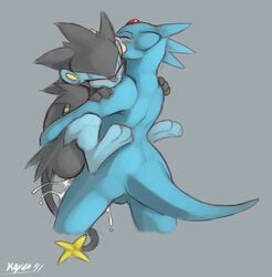 balls blush chimangetsu cum cum_inside golduck luxray mel_the_hybrid nintendo pokemon pokemon_(species) sex