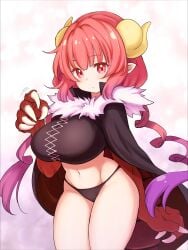 artist_request braided_hair breasts dragon_girl dragon_horns horn horns huge_breasts ilulu ilulu_(dragon_maid) ilulu_(maidragon) kobayashi-san_chi_no_maidragon large_breasts light-skinned_female light_skin pink_hair red_eye shortstack twintails