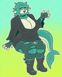 big_breasts breasts cleavage dapper_little_arts female fish fishnets goth shark tagme thick_thighs wide_hips