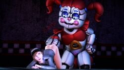 2girls 3d ambiguous_penetration animatronic ass_up baby_(fnafsl) blonde_hair blue_eyes circus_baby circus_baby_(fnaf) circus_baby_(original) female five_nights_at_freddy's five_nights_at_freddy's:_security_breach five_nights_at_freddy's:_sister_location full_color hand_on_hip joeshownsfw microphone pubic_tattoo red_hair robot robot_girl robot_humanoid twintails vanessa_(fnaf)