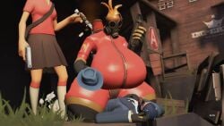 ass big_ass big_breasts big_thighs breasts clothing female fempyro femscout fully_clothed huge_ass huge_breasts hyper_breasts large_ass large_breasts large_thighs latex_suit male mask spy_(team_fortress_2) team_fortress_2 thick_thighs thighs tomas9ira wide_hips