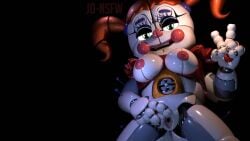 1girls 3d animatronic baby_(fnafsl) big_breasts black_background breasts circus_baby circus_baby_(fnaf) circus_baby_(original) female female_only five_nights_at_freddy's five_nights_at_freddy's:_sister_location full_color green_eyes joeshownsfw nipples open_pussy peace_sign pigtails pink_nipples robot robot_girl robot_humanoid solo solo_female spread_pussy white_body