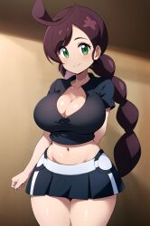 1girls ai_generated big_breasts breasts chloe_(pokemon) cleavage collarbone female pokemon ryuzam solo