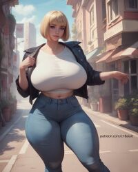 1girls ai_generated big_breasts c18aiart curvy curvy_body curvy_female curvy_figure female_only huge_breasts original_character solo solo_female thick_thighs thighs tight_clothing tight_pants