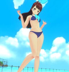 :3 bikini blush bow brown_hair bunny_ears cheek_marks cute dark_eyes petite qyu qyuwi qyuwi_ai small_breasts smug smug_face streamer thighs tummy virtual_youtuber vtuber