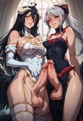 2futas ai_generated albedo_(overlord) balls breasts casual curvy dickgirl dress futa_only futadiffusion futanari looking_at_viewer nsfw overlord_(maruyama) penis perfect_body ready_to_fuck shalltear_bloodfallen