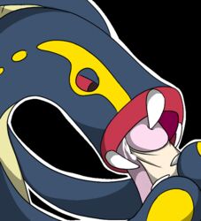 ambiguous_gender bite black_background claws cum dicksucking_creature eel eelektross fangs fellatio human male oral oral_sex penis plain_background poke pokemon pokephilia red_eyes sex unknown_artist