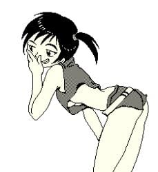 black_and_white compact_body female happy happy_female humbird0 kasumi_(pokemon) pixel_(artwork) pixel_art pokemon solo sprite sprite_art transparent_background underboob