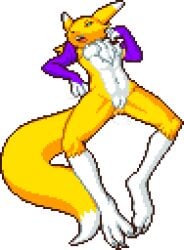 afterglow blue_eyes cum digimon digimon_(species) digimon_tamers dripping dripping_cum genital_fluids gloves humbird0 mostly_nude pixel_(artwork) pixel_art post_sex renamon simple_shading spread_legs sprite sprite_art tongue_out transparent_background vaginal_fluids vaginal_juices yellow_fur