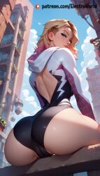 1girls ai_generated ass ass_focus big_ass electroworld female female_only gwen_stacy light-skinned_female marvel pussy pussy_juice solo spider-gwen spider-man_(series)