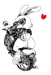 allan_o_coelho anthro big_ass black_and_white femboy funnycultist_(artist) furry gay lagomorph male motorcycle paws tagme wide_hips