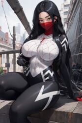 ai_generated asian asian_female black_hair breasts cindy_moon female female_only large_breasts long_hair marvel marvel_comics silk_(marvel) spider-man_(series) thick_thighs thighs