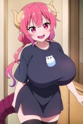 ai_generated braided_hair breasts demens demens_kippy dragon_girl dragon_horns horn horns huge_breasts ilulu ilulu_(dragon_maid) ilulu_(maidragon) kobayashi-san_chi_no_maidragon large_breasts light-skinned_female light_skin pink_hair red_eyes