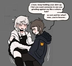 bulge futanari grinding intersex kneeing_crotch lifting_shirt mtf_crossgender narukami_yu persona_4 pupn1k rule_63 tagme tohru_adachi trans_woman transfem