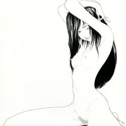 album_cover artist_request black_hair breasts bush unknown_artist