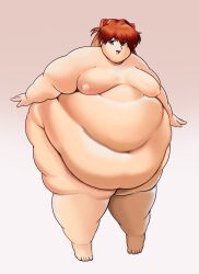 1girls bbw breasts eishiban fat fat_woman female female_only morbidly_obese morbidly_obese_female nipples nude obese obese_female overweight overweight_female red_hair solo