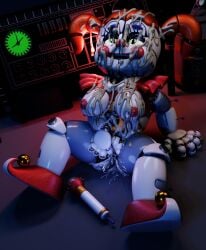 1girls 3d after_sex after_vaginal animatronic baby_(fnafsl) big_breasts breasts bukkake chubby chubby_female circus_baby circus_baby_(fnaf) circus_baby_(original) creampie cum cum_in_pussy cum_inside cum_on_body cum_on_breasts cum_on_face female female_only five_nights_at_freddy's five_nights_at_freddy's:_sister_location green_eyes high_resolution highres jordevoir nipples red_nipples robot robot_girl robot_humanoid solo solo_female twintails white_body