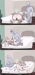 1boy 1girls 3_panel_comic after_sex after_vaginal aia_amare ass ass_focus bare_ass bare_breasts bare_butt bare_legs barefoot bed bedroom belly_button big_ass big_breasts big_butt blowjob blue_eyes blush blushing bottomless breasts butt butt_focus censor_bar censored censored_penis censored_pussy comic condom condom_wrapper cowboy_boots cum cum_in_pussy cum_inside cum_leaking cum_leaking_out_of_pussy fellatio fingering_pussy glasses gloves hair_ribbons hat hi_res highres implied_kiss leggings legwear light_brown_hair medium_breasts moral_cacoethes mouth_open navel nijisanji nijisanji_en no_panties open_mouth oral oral_sex pussy ribbons saliva saliva_string sex sex_in_bedroom sex_on_bed thighhighs tongue tongue_out twintails used_condom used_tissue vagina vaginal_penetration virtual_youtuber white_gloves