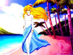 1990s 1995 1girls 20th_century bishoujo_senshi_sailor_moon bow clothing colored edit female female_only minako_aino nude ozaki_mirai public small_breasts solo standing