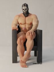 1boy balls bara barazoku call_of_duty light-skinned_male male male_only mask masked masked_male menapeet_(artist) muscular muscular_male penis simon_riley sitting solo solo_male