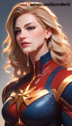 ai_generated bukakke captain_marvel carol_danvers electroworld female leaking_cum marvel spermbreasts