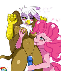 ? abs anthro avian beak blue blue_eyes blush breast_grab breasts brown claws dialogue dildo eagle earth_pony english_text equine eyelashes feathers female friendship_is_magic furry gilda_(mlp) grope gryphon hair horse hybrid interspecies licking looking_down looking_left magenta_hair multicolored_hair my_little_pony nipples nude one_closed_eye pegasus penetration pink pink_eyes pinkie_pie_(mlp) pony purple pussy pussy_juice rainbow_dash_(mlp) rainbow_hair rape sex_toy smile smooth_skin sssonic2 standing tail talons tear text tongue vaginal_penetration white_background white_fur wings yellow yellow_eyes yuri