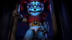 1girls 3d animatronic baby_(fnafsl) bedroom_eyes blue_eyes circus_baby circus_baby_(fnaf) circus_baby_(original) female female_only five_nights_at_freddy's five_nights_at_freddy's:_sister_location full_color glowing_eyes hand_on_hip joeshownsfw no_panties no_penetration pussy robot robot_girl robot_humanoid solo solo_female vagina