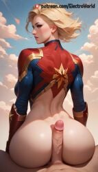 1boy ai_generated ass_focus ass_jobpenis_between_ass captain_marvel carol_danvers doggy_style electroworld female marvel moaning nude perfect_body