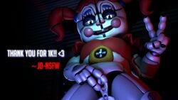 1girls 3d animatronic anus baby_(fnafsl) blue_eyes circus_baby circus_baby_(fnaf) circus_baby_(original) female five_nights_at_freddy's five_nights_at_freddy's:_sister_location full_color glowing_eyes joeshownsfw no_panties peace_sign pussy red_hair robot robot_girl robot_humanoid solo solo_female spread_pussy text twintails vagina wet_pussy