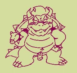 anthro anthro_only blush bowser cloaca enterman male male_only mario_(series) penis sketch slit turtle