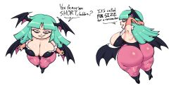 1girls ass bat_wings big_ass big_breasts darkstalkers female morrigan_aensland multiple_views shortstack smib stitched succubus text