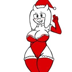 breasts christmas_outfit merry_christmas peace_sign toriel